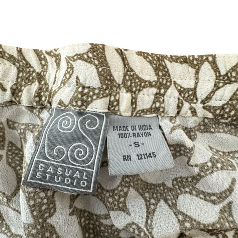 Casual Studio Midi Rayon Sage Green White Floral Side Zip Midi Skirt 90s sz S - Picture 13 of 16